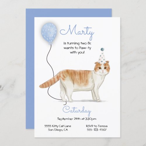 Cat Birthday Party Invitation