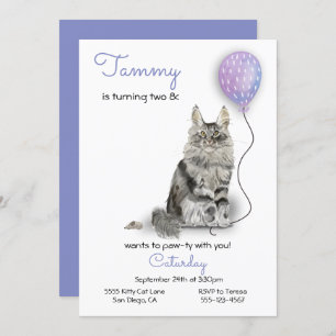 Cat Birthday Party Invitation