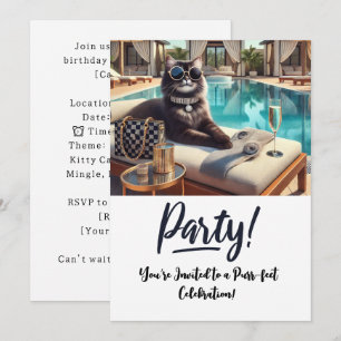 Cat Birthday Party Invitation card 