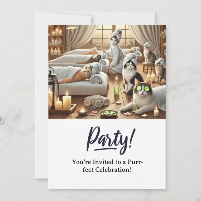 Cat Birthday Party Invitation card  (Front)