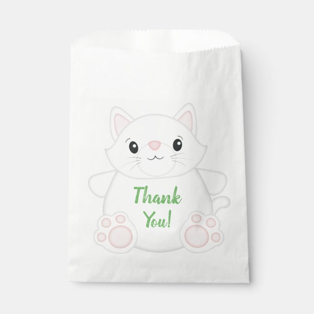 Cat Birthday Party Kitty Green Favor Bag (Front)