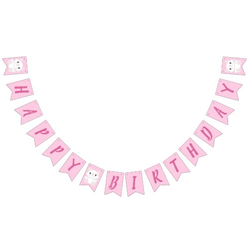 Cat Birthday Party Kitty Pink Bunting Flags