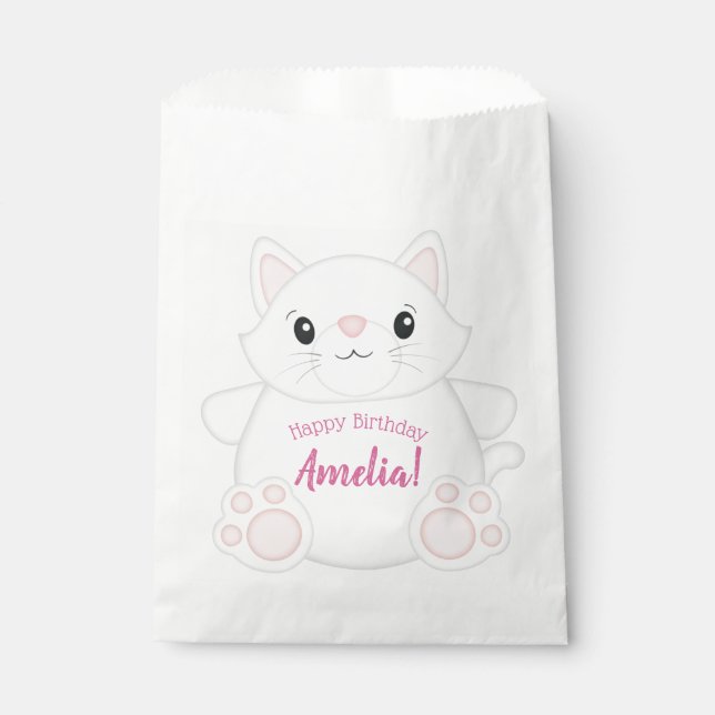 Cat Birthday Party Kitty Pink Favor Bag (Front)