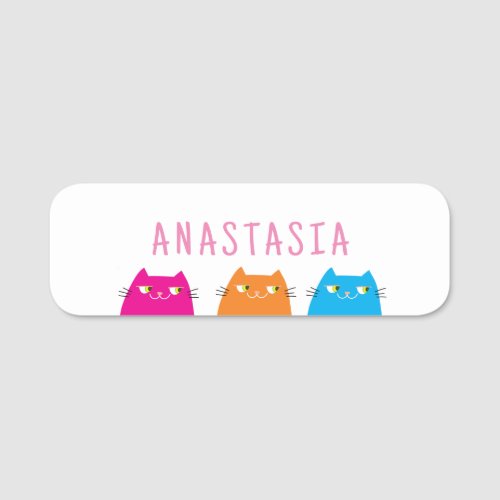 Cat Birthday Party Name Tag
