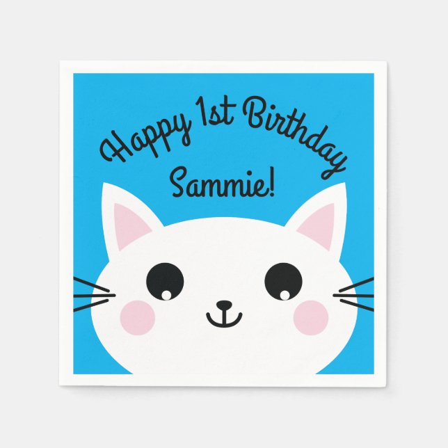 Cat Birthday Party Napkins (Front)