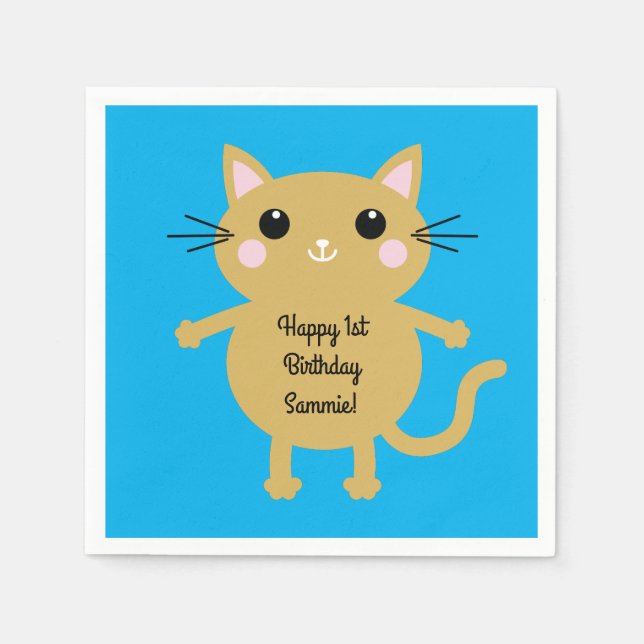Cat Birthday Party Napkins (Front)