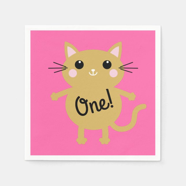 Cat Birthday Party Napkins (Front)