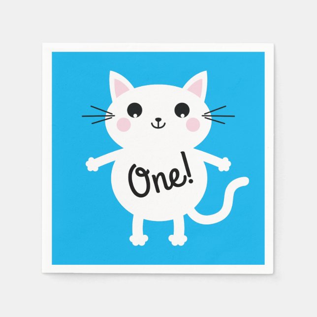 Cat Birthday Party Napkins (Front)