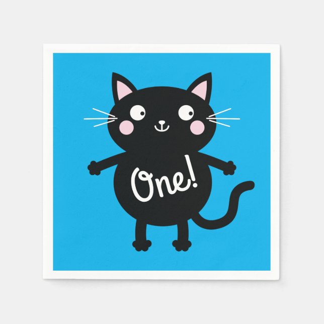 Cat Birthday Party Napkins (Front)
