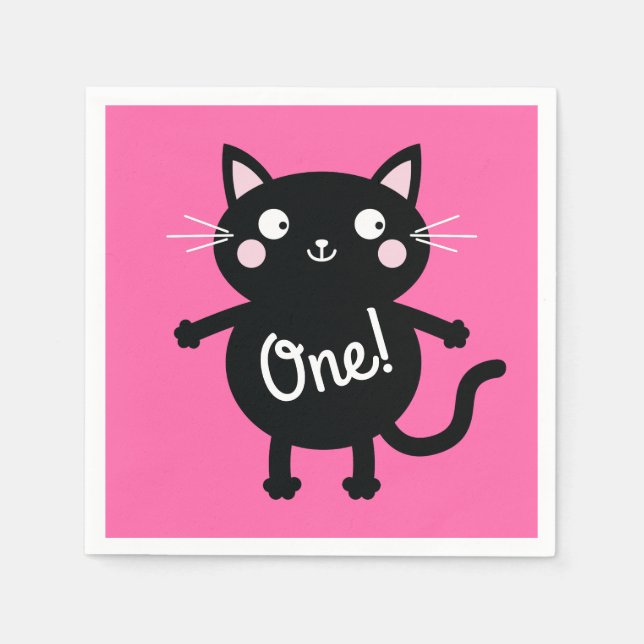 Cat Birthday Party Napkins (Front)