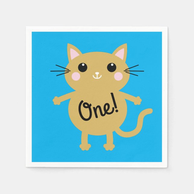 Cat Birthday Party Napkins (Front)
