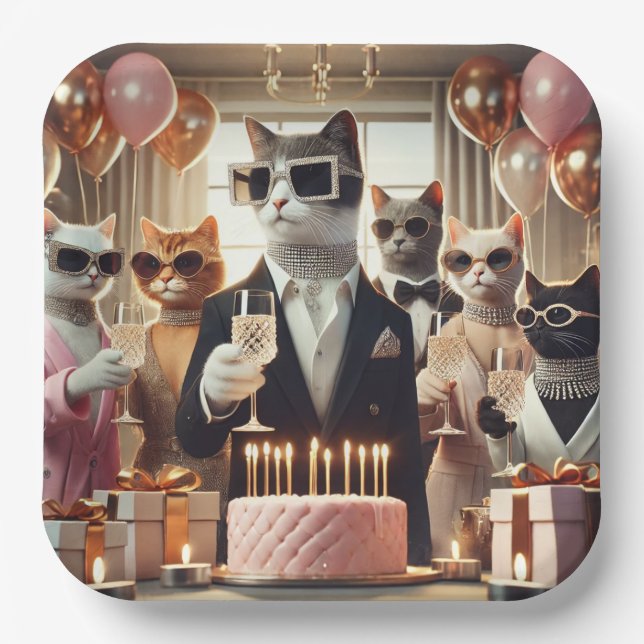 Cat Birthday Party  Paper Plates (Front)