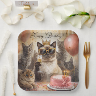 Cat Birthday Party Paper Plates