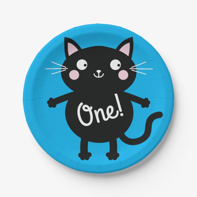 Cat Birthday Party Paper Plates (Front)