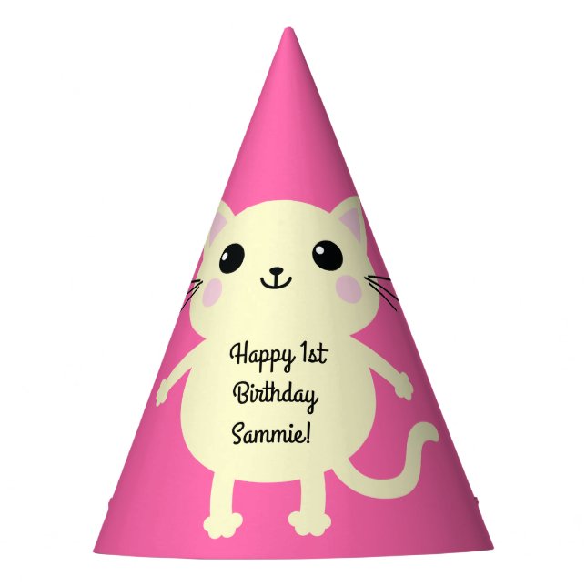 Cat Birthday Party Party Hat (Front)