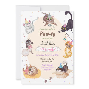 Cat Birthday Paw-ty Invitation