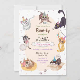 Cat Birthday Paw-ty Invitation
