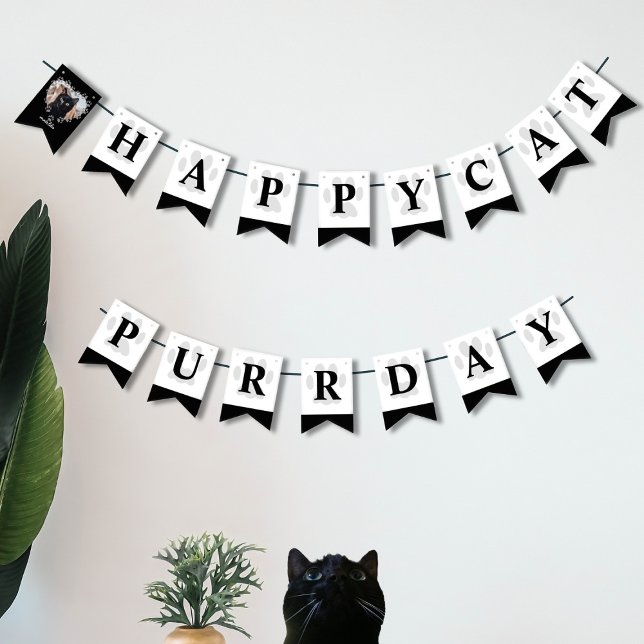 Cat Birthday Pet Photo Paws Party Bunting Flags (Creator Uploaded)