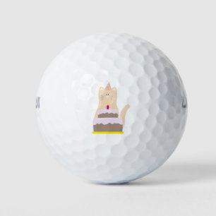 Cat Birthday Pie Birthday Cake Little Cat Cute Golf Balls
