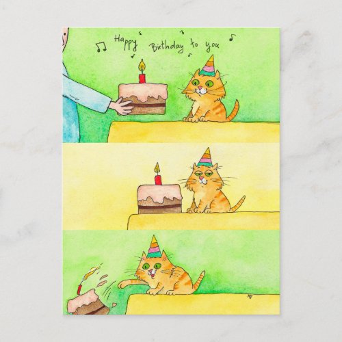 Cat Birthday postcard by Nicole Janes