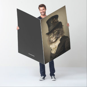 CAT BIRTHDAY VICTORIAN MAN BIGGEST BIG CARD