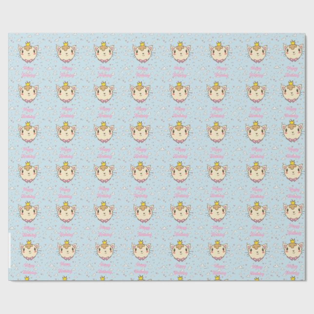 Cat Birthday wrapping paper (Flat)