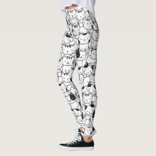 Cat Black and White Cute Pattern Leggings