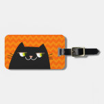 Cat Black Funny Cute Chevron Orange Custom Cool Bag Tag