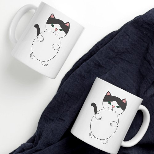 Cat Black White Cartoon Kitty  Cookie and Olivia Coffee Mug