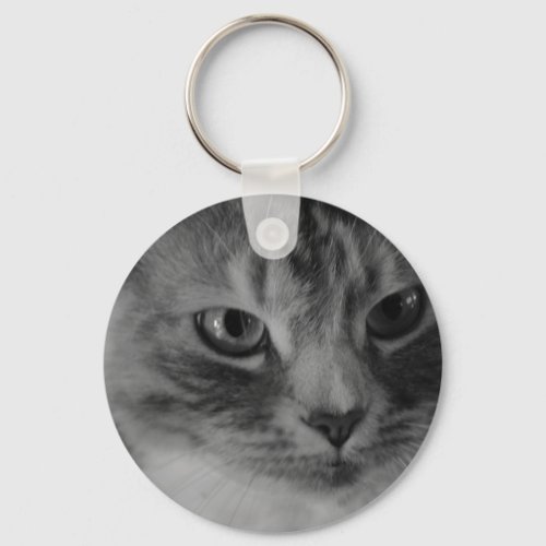 Cat Black  White Keychain