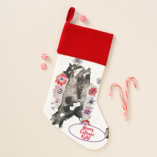 Cat Black White Tuxedo Cats Christmas Stocking