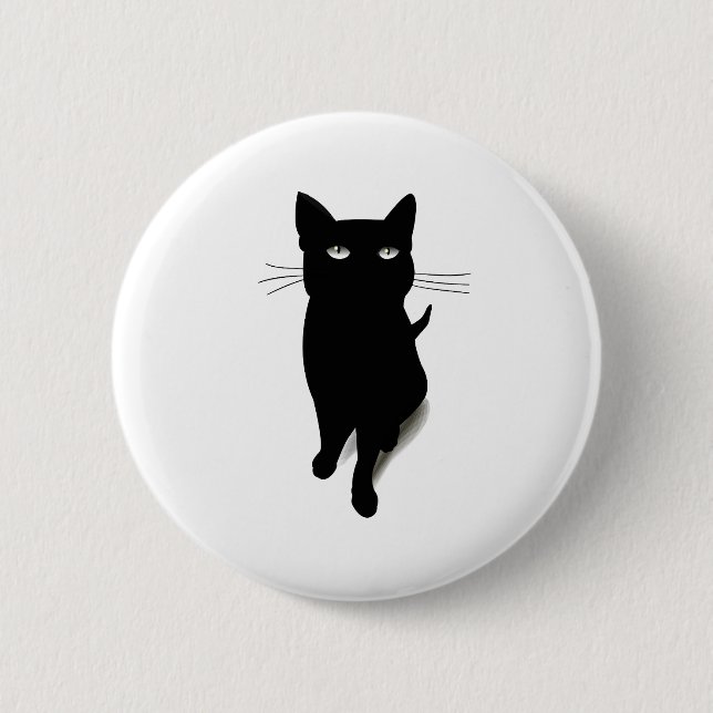 Cat Blackcat Black Cat Vector Feline Pet Button (Front)
