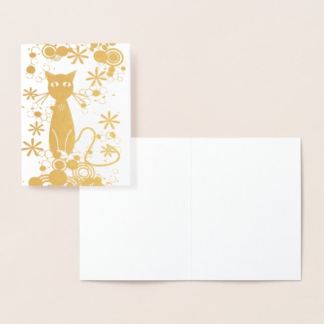 Cat Blank Inside Foil Note Card (Display)