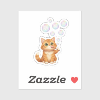 Cat Blowing Shiny Bubbles New Year 2026 Sticker