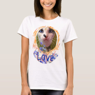 Cat Blue Eyes Love Forget-me-not Cute T-Shirt