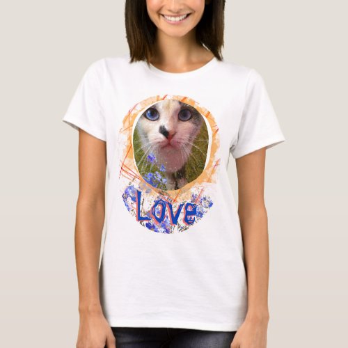 Cat Blue Eyes Love Forget_me_not Cute T_Shirt