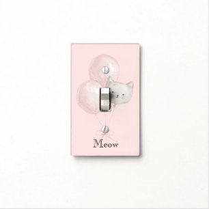 Cat Blush Pink Balloons   Light Switch Cover
