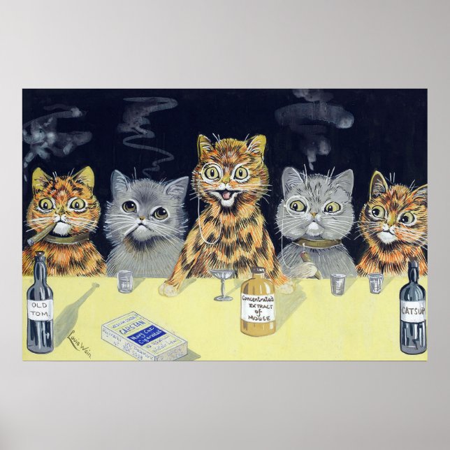 Cat Board Meeting, Louis Wain Poster (Front)