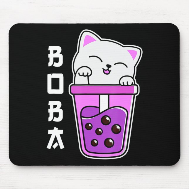 Cat Boba Anime Bubble Tea Neko Girls Kawaii Girls  Mouse Pad (Front)