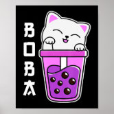 Kawaii Neko Cat Pink Japanese Bubble Tea Kitty Boba Drink Poster for Sale  by ZNOVANNA