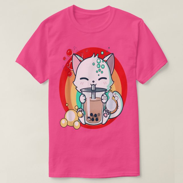 Cat Boba Bubble Tea  T-Shirt (Design Front)