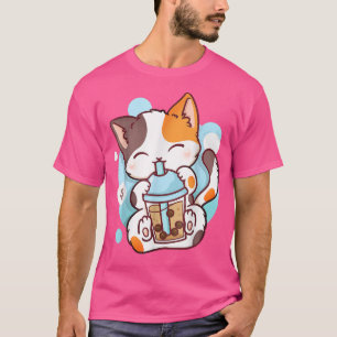 Cat Boba Tea Bubble Tea Anime Kawaii Neko589 T-Shirt