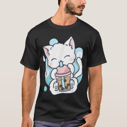 Cat Boba Tea Bubble Tea Anime Kawaii Neko_16 T_Shirt