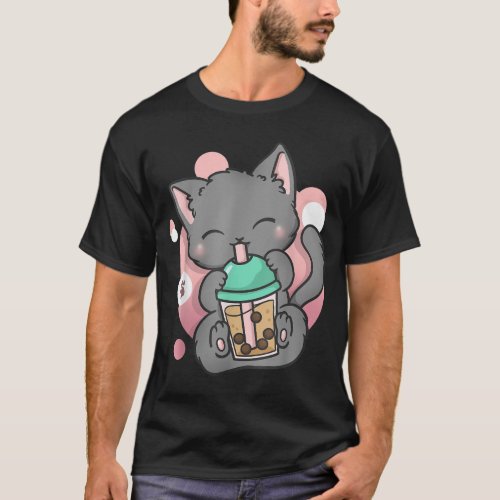 Cat Boba Tea Bubble Tea Anime Kawaii Neko_19 T_Shirt