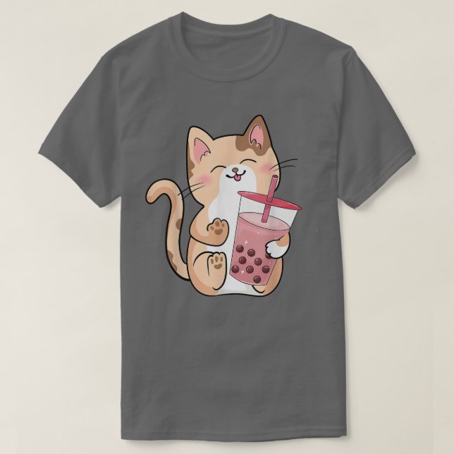 Cat Boba Tea Bubble Tea Anime Kawaii Neko 572 T-Shirt (Design Front)