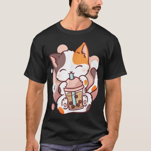 Cat Boba Tea Bubble Tea Anime Kawaii Neko_9 T_Shirt