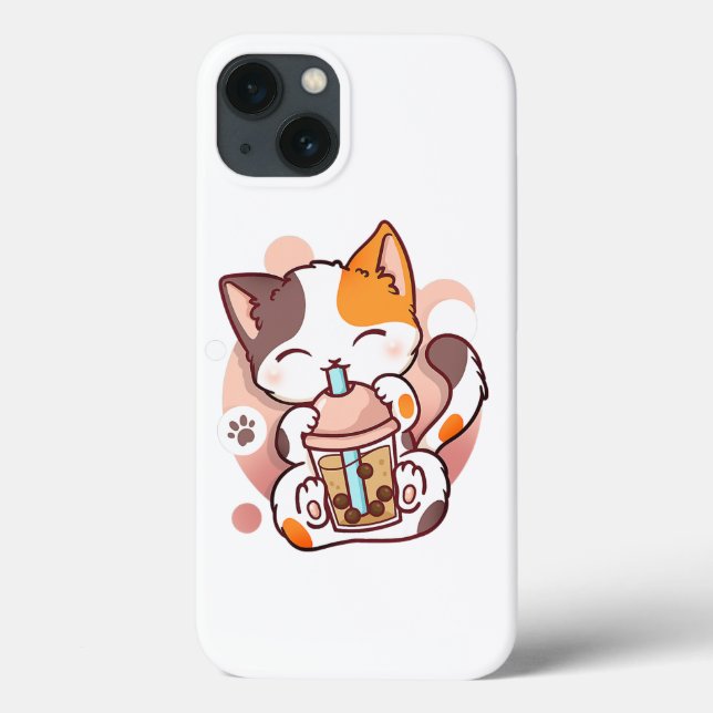 Cat Boba Tea Bubble Tea Anime Kawaii Neko for Girl Case-Mate iPhone Case (Back)