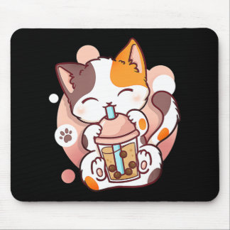 Cat Boba Tea Bubble Tea Anime Kawaii Neko for Girl Mouse Pad