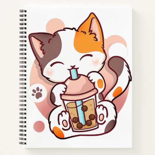 Cat Boba Tea Bubble Tea Anime Kawaii Neko for Girl Notebook