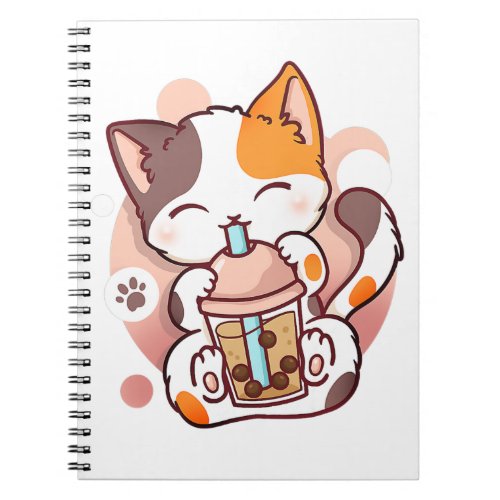 Cat Boba Tea Bubble Tea Anime Kawaii Neko for Girl Notebook